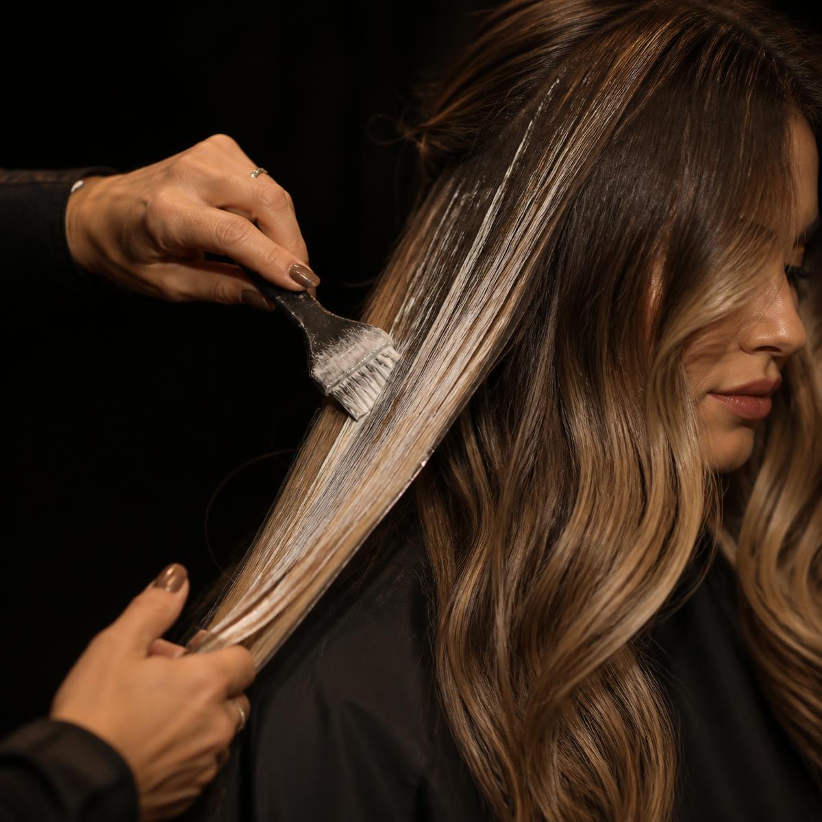 Aplicação de mechas à mão em cabelo longo